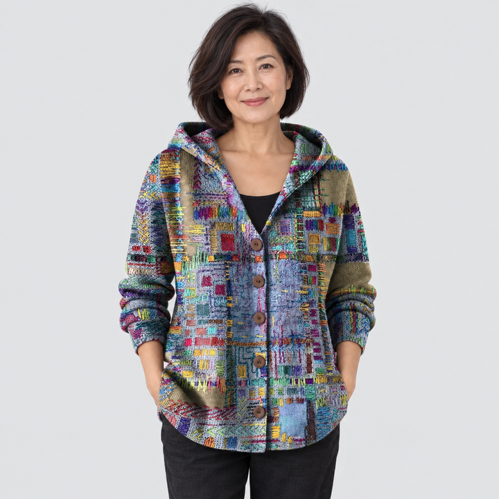 Cardigan Confort à Capuche en Maille