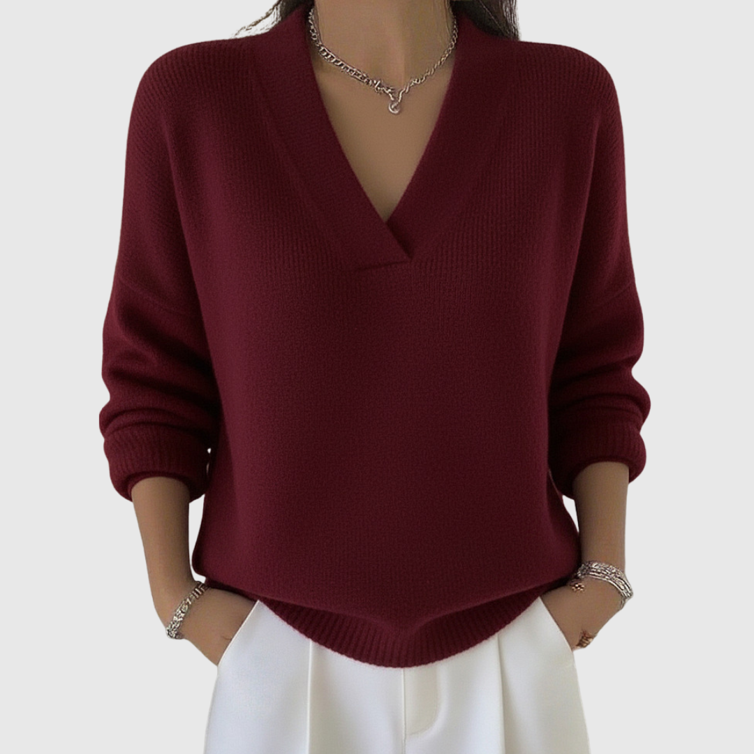 Faye | Pull à col V doux en coupe décontractée