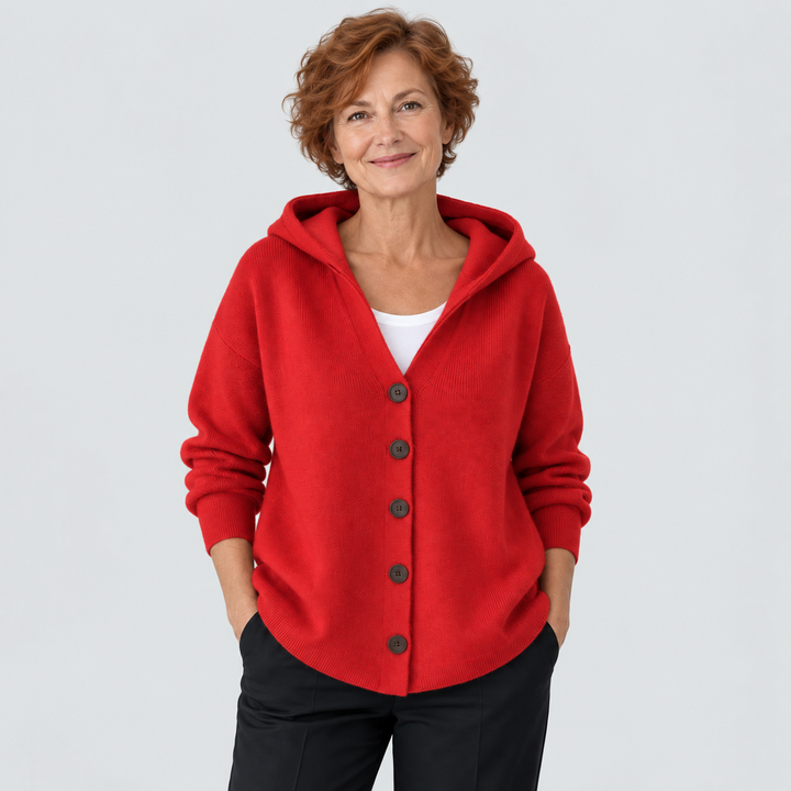 Cardigan Confort à Capuche en Maille