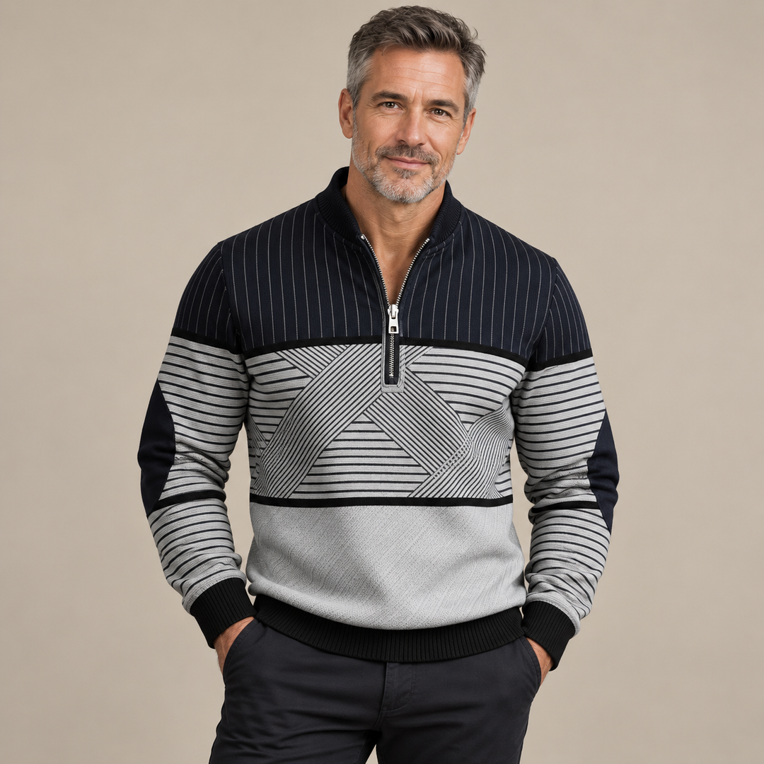 Amélie Bruges | Pull Élégant pour Hommes avec Demi-Zip