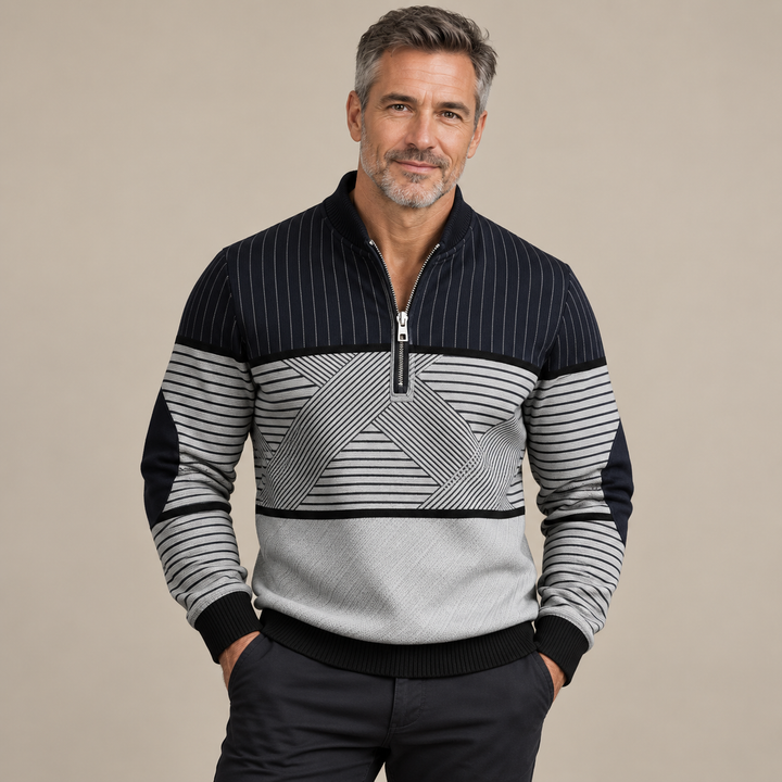 Amélie Bruges | Pull Élégant pour Hommes avec Demi-Zip