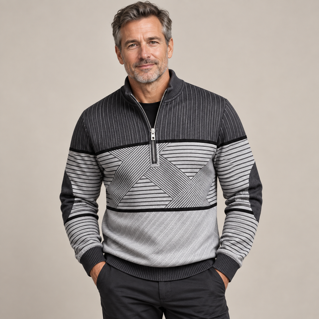 Amélie Bruges | Pull Élégant pour Hommes avec Demi-Zip