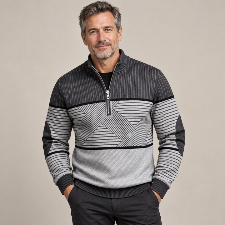 Amélie Bruges | Pull Élégant pour Hommes avec Demi-Zip