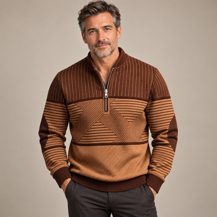 Amélie Bruges | Pull Élégant pour Hommes avec Demi-Zip