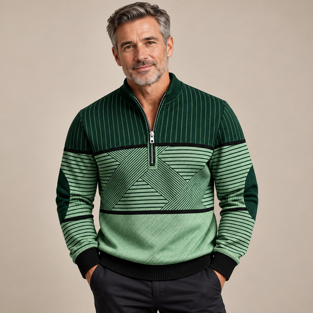 Amélie Bruges | Pull Élégant pour Hommes avec Demi-Zip