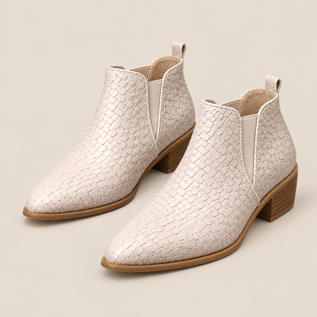 Amélie Bruges | Bottines Tressées à Talon Bloc