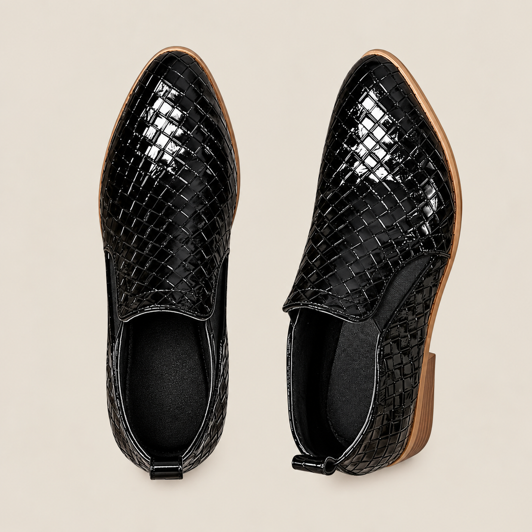 Amélie Bruges | Bottines Tressées à Talon Bloc