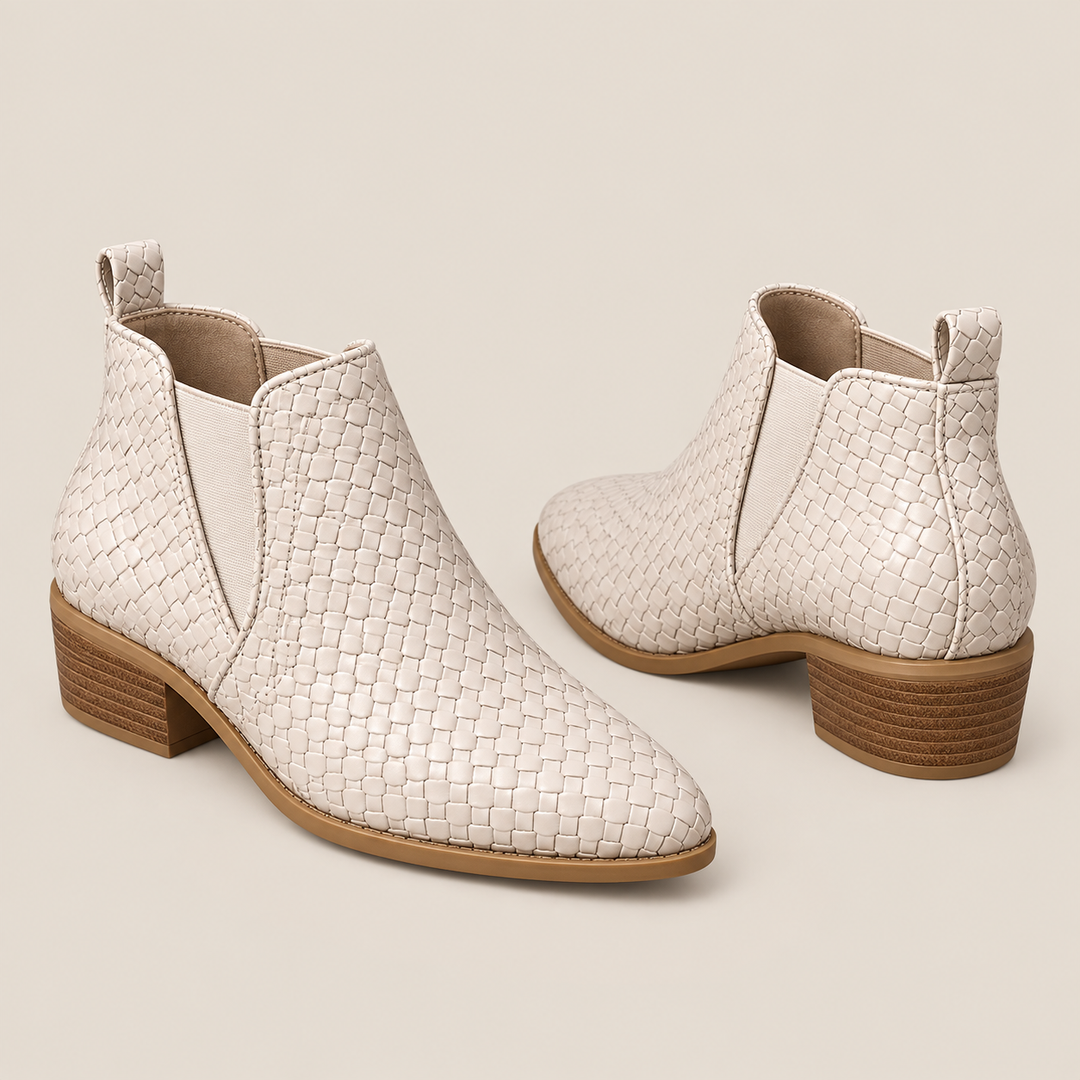 Amélie Bruges | Bottines Tressées à Talon Bloc