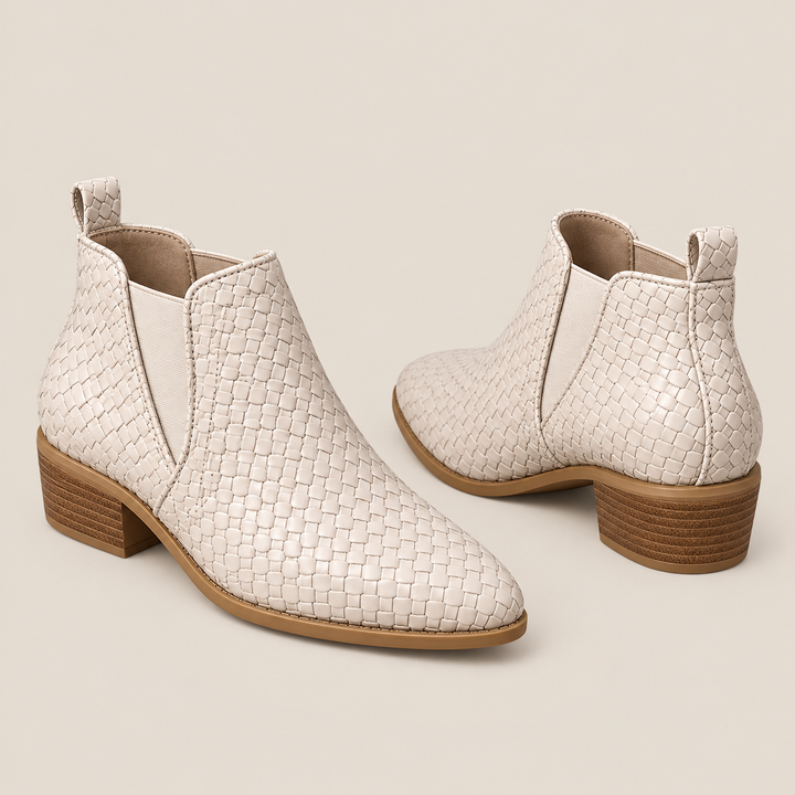 Amélie Bruges | Bottines Tressées à Talon Bloc