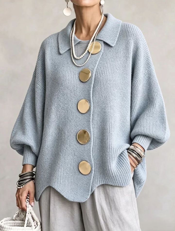 Amélie Bruges | Cardigan oversize à gros boutons dorés
