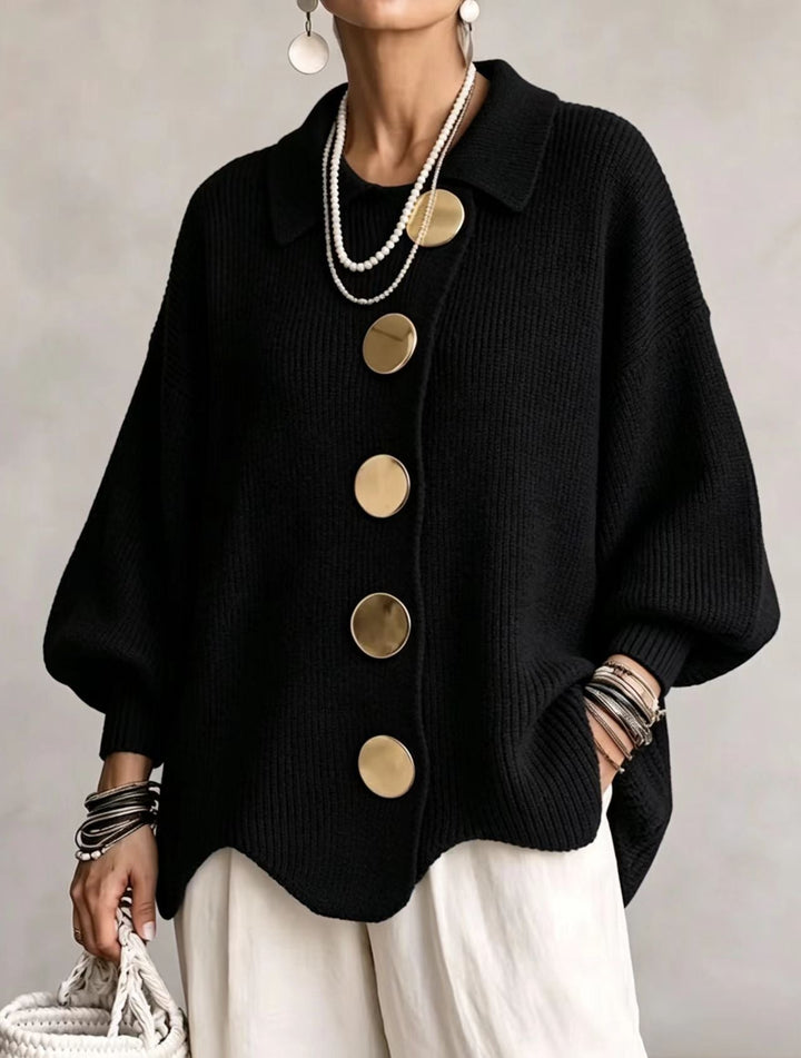 Amélie Bruges | Cardigan oversize à gros boutons dorés