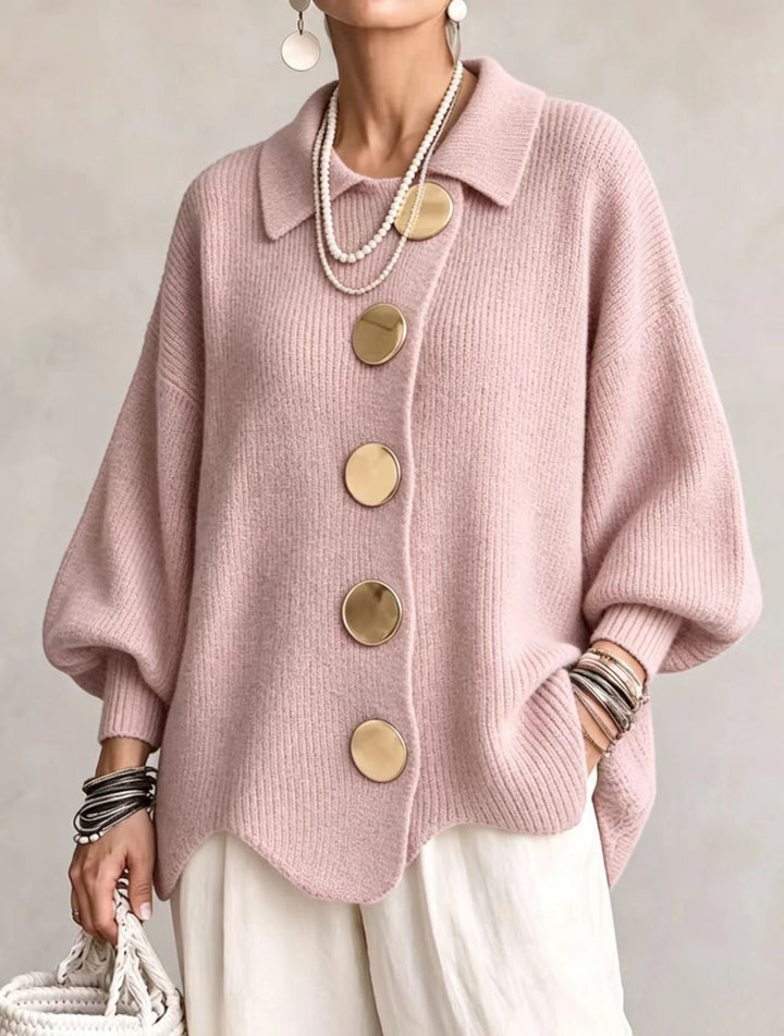 Amélie Bruges | Cardigan oversize à gros boutons dorés