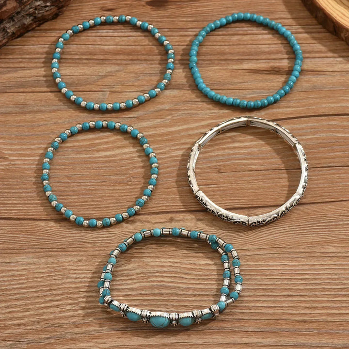 Amélie Bruges | Ensemble de bracelets bohèmes turquoise