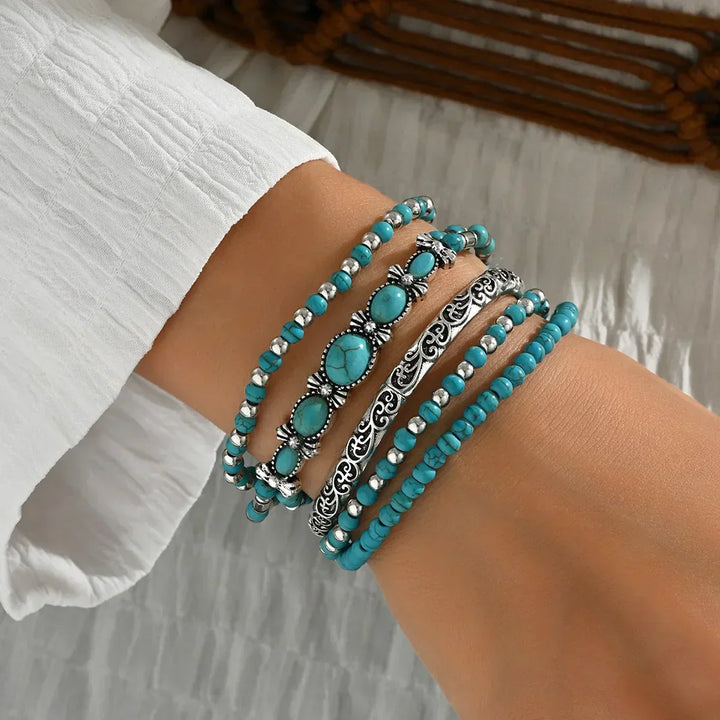 Amélie Bruges | Ensemble de bracelets bohèmes turquoise