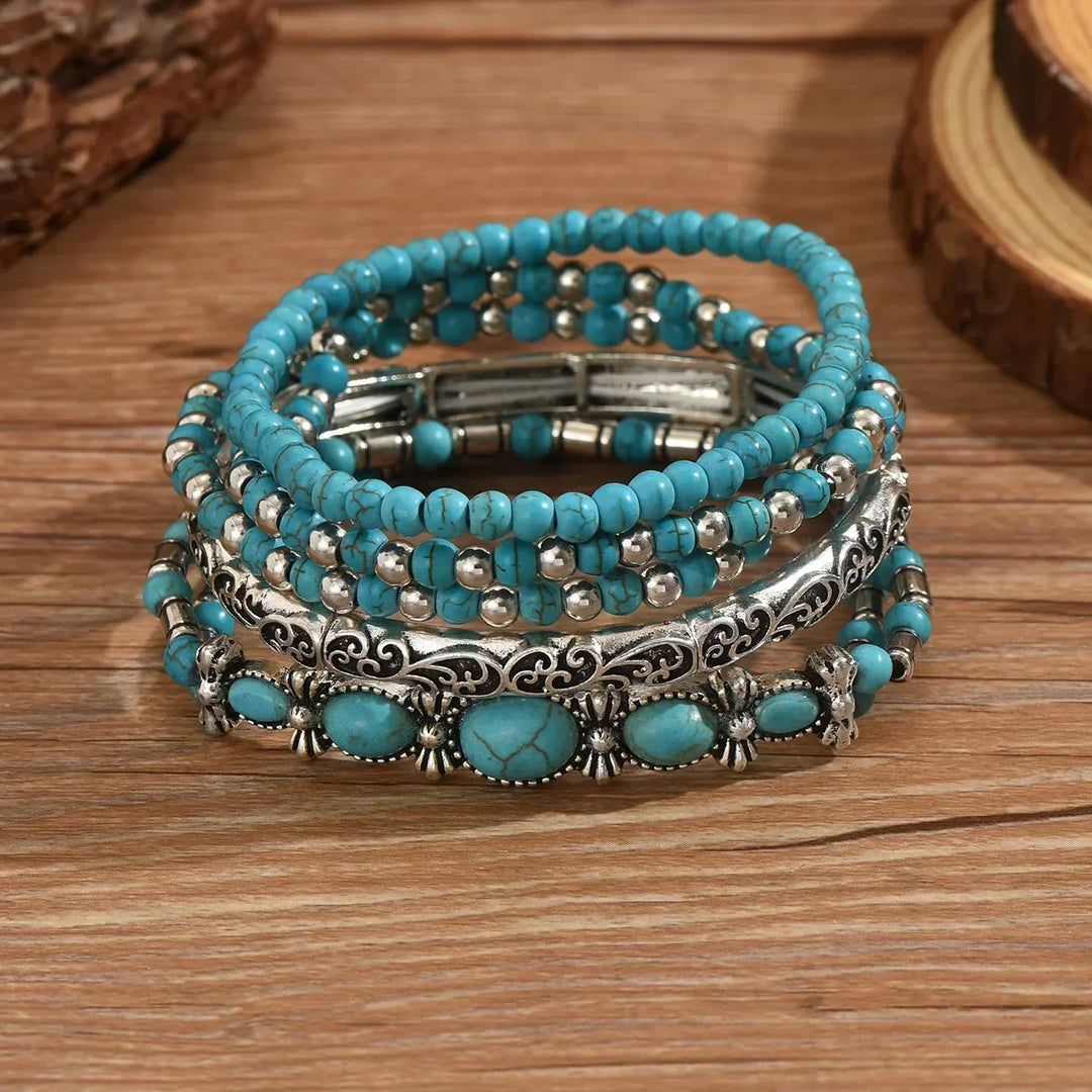 Amélie Bruges | Ensemble de bracelets bohèmes turquoise
