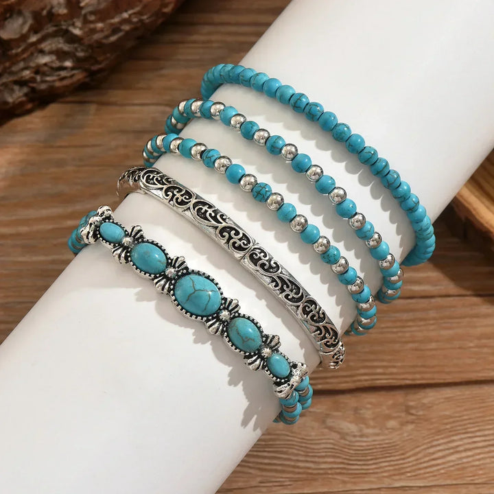 Amélie Bruges | Ensemble de bracelets bohèmes turquoise