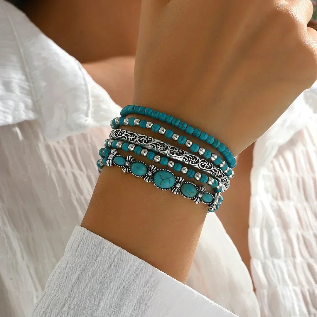 Amélie Bruges | Ensemble de bracelets bohèmes turquoise