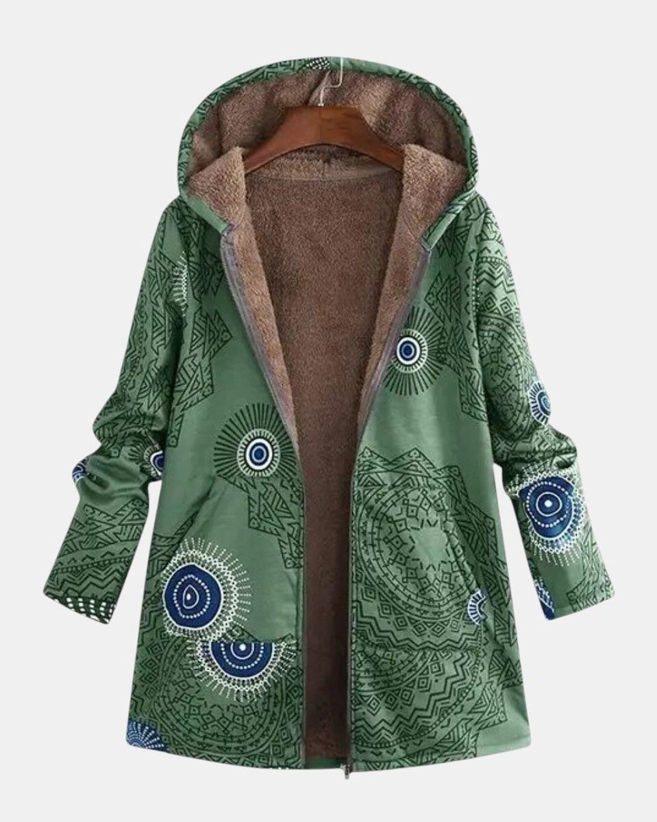 Adèle - Veste sherpa à motif ethnique