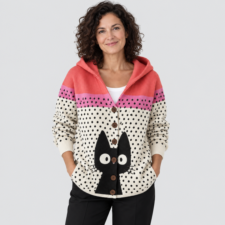 Cardigan Confort à Capuche en Maille
