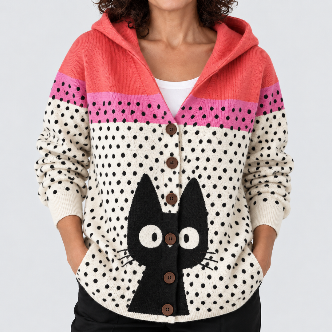 Cardigan Confort à Capuche en Maille