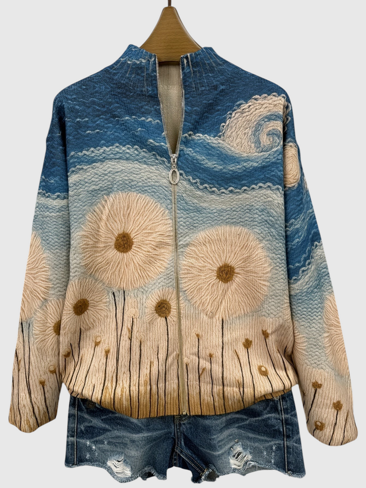 Vincenza™ | Cardigan Doublé avec Fermeture Éclair de Champ de Pissenlit