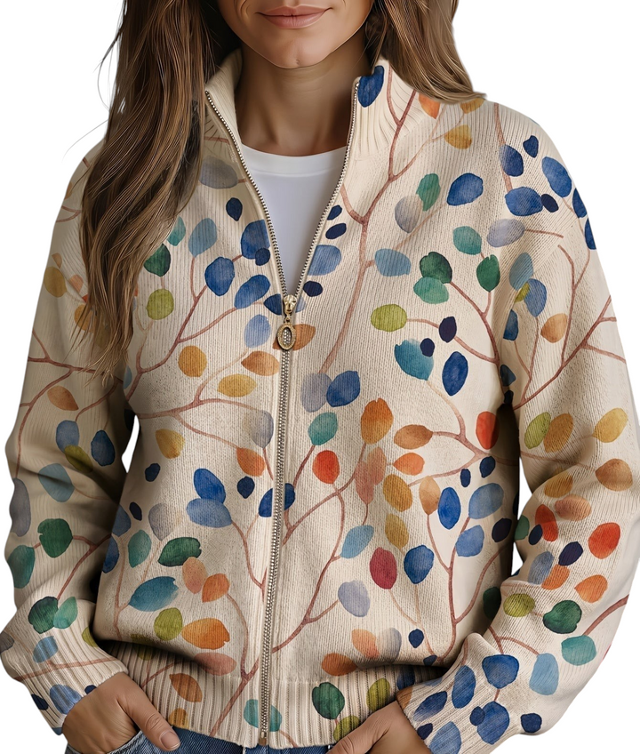 Mirella™ | Cardigan avec imprimé de feuilles botaniques